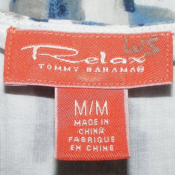 TOMMY BAHAMA Dress, M, Blue/Gray Rectangles, Drop shoulder, Above Knees - Picture 11 of 12